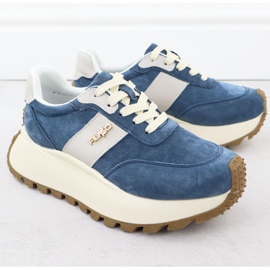 Încălțăminte din piele pe o platformă groasă Blue Filippo DP6785 albastru 2