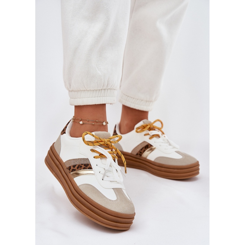 Adidași pentru femei pe platformă cu imprimeu cu leopard alb dublu dacing 2