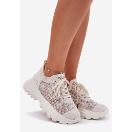 Adidașii pentru femei cu un croșetat superior superior bej 1