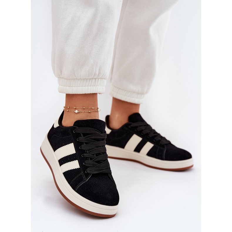 EVento Adidași pentru femei cu eco din piele de piele neagră negru 2