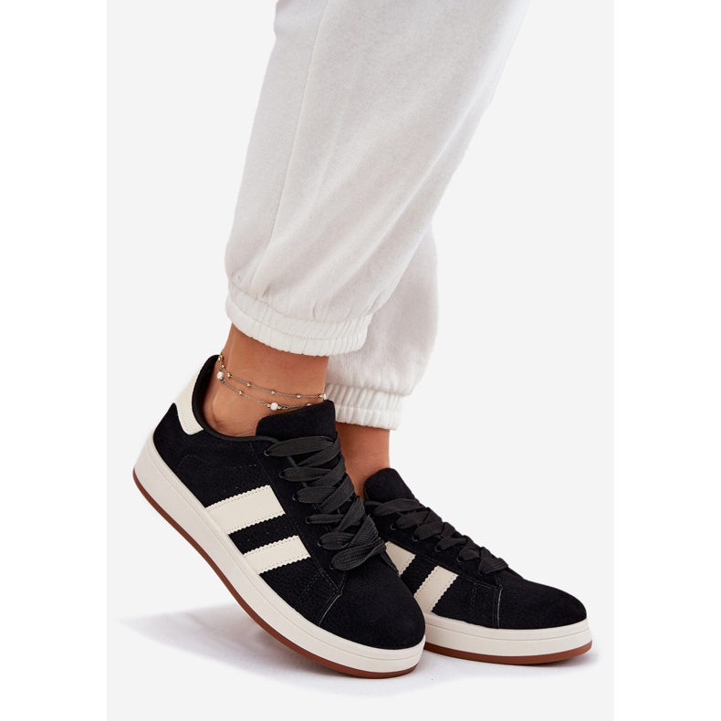 EVento Adidași pentru femei cu eco din piele de piele neagră negru 1