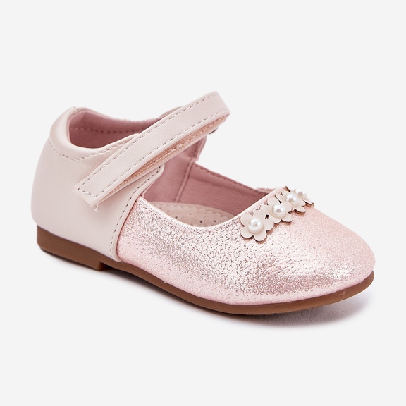 EVento Balerinele pentru copii Velcro cu flori roz 2 EVento Balerinele pentru copii Velcro cu flori roz 2