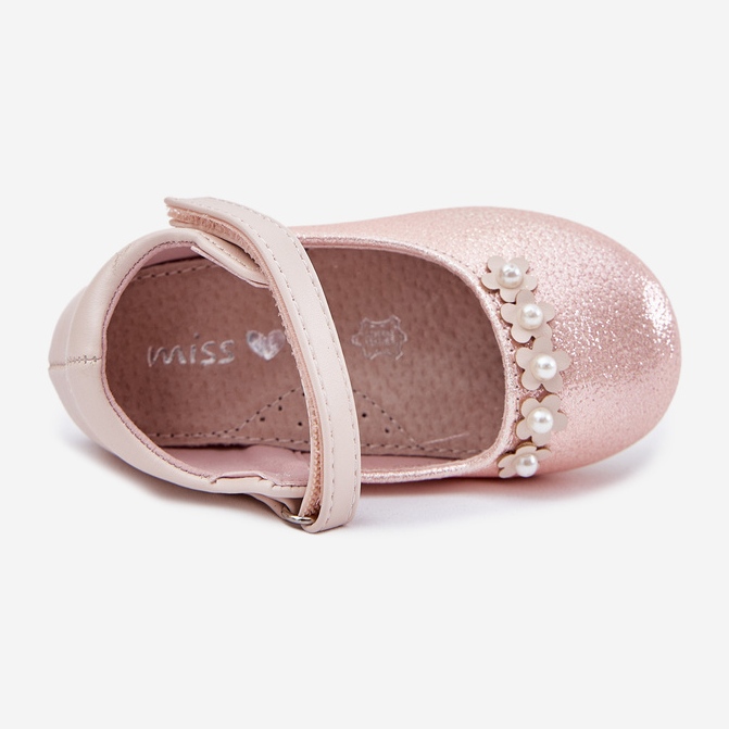 EVento Balerinele pentru copii Velcro cu flori roz 1 EVento Balerinele pentru copii Velcro cu flori roz 1