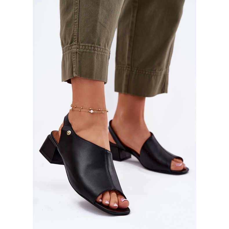 Sandale din piele pentru femei pe Maciejka 06975-01 Negru 2