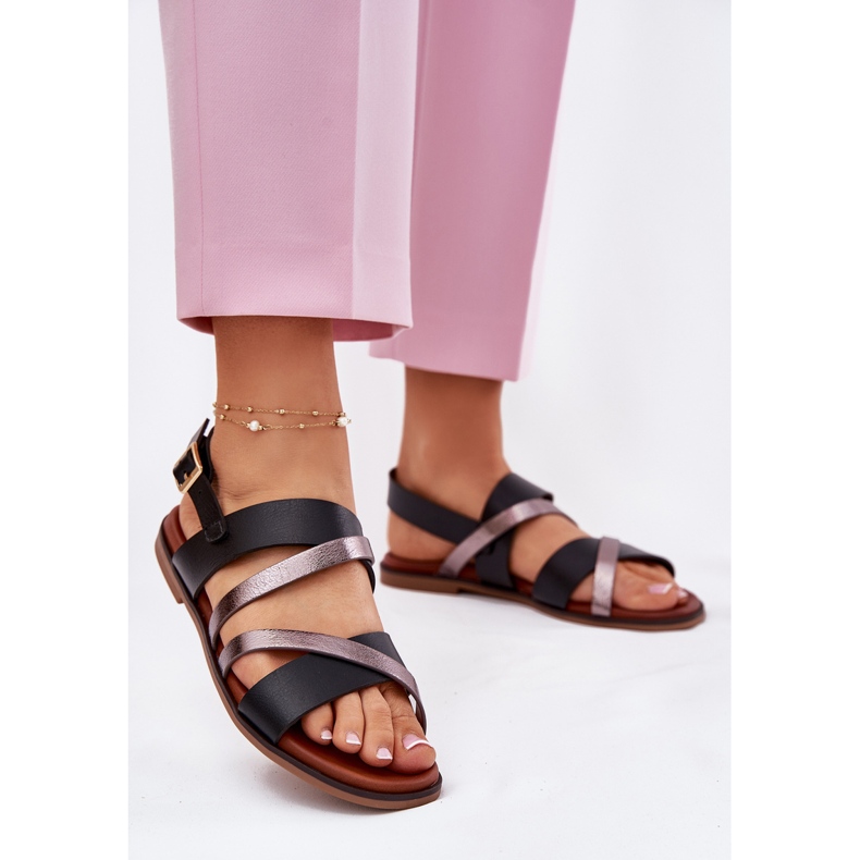 Sandale pentru femei cu sandale cu sergio Leone SK086H Black Black negru 2