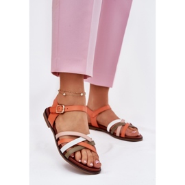 Sandale pentru femei cu împletitura SERGIO Leone SK090H dungi Orange portocale 2 Sandale pentru femei cu împletitura SERGIO Leone SK090H dungi Orange portocale 2