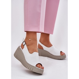 ARTIKER Sandale pentru femei din piele naturală pentru o pană Artker 54C0786 Alb 2