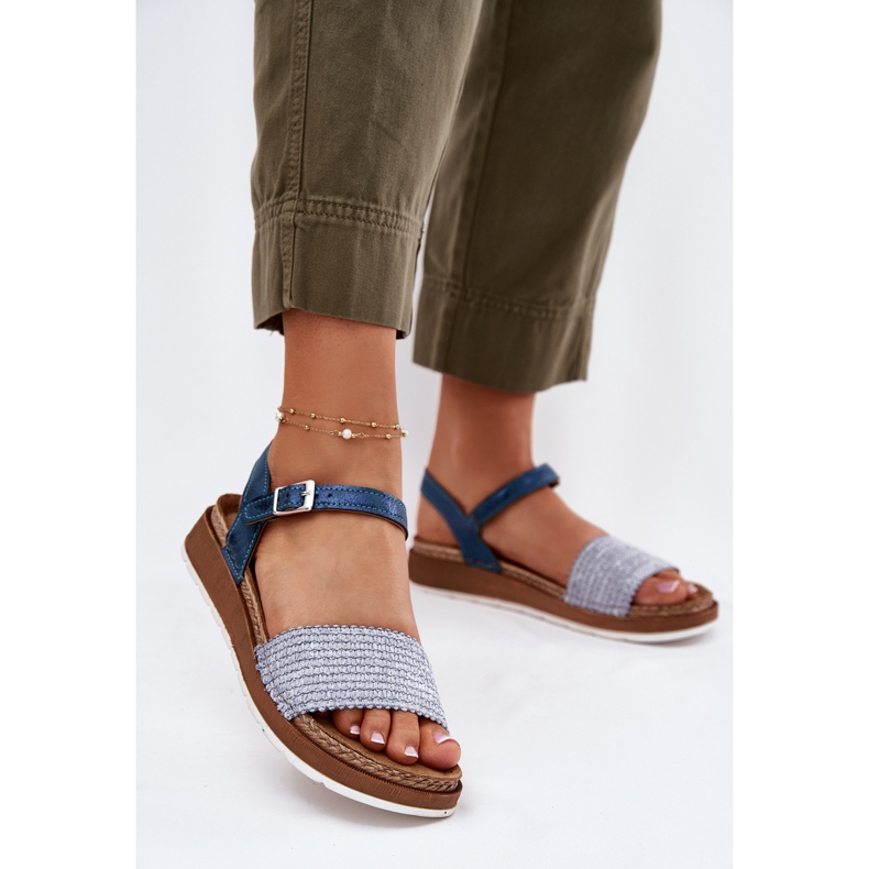 Sandale pentru femei cu o împletitură pe barul albastru Inblu GS000050 2
