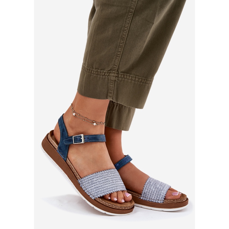 Sandale pentru femei cu o împletitură pe barul albastru Inblu GS000050 1