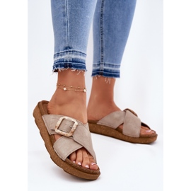 Flip -flops pentru femei cu Inblu ED000025 bej 2