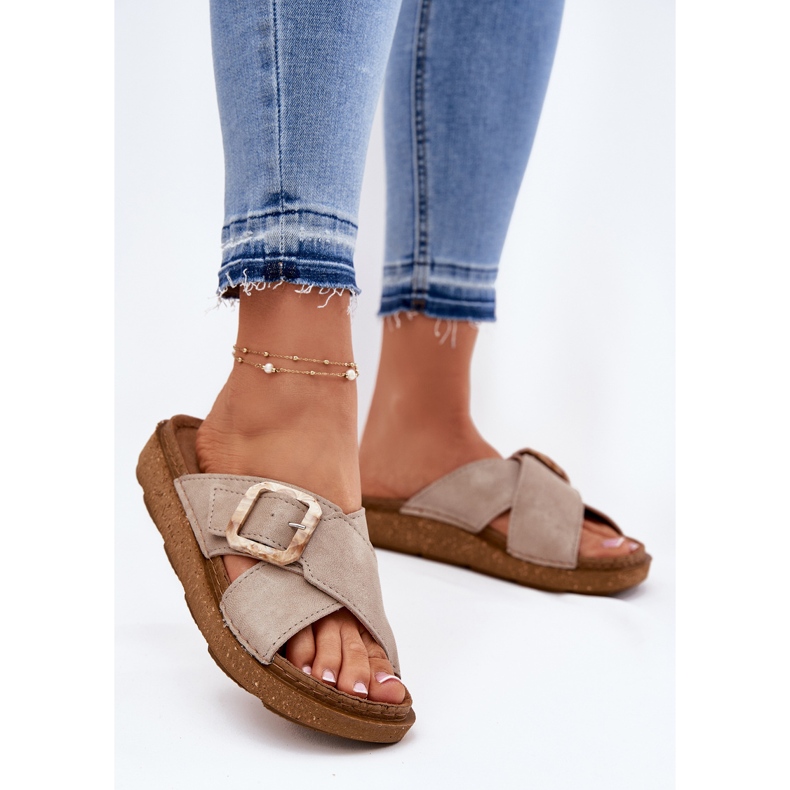 Flip -flops pentru femei cu Inblu ED000025 bej 2