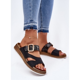 Flip -flop -uri ușoare pentru femei cu cataramă neagră Inblu GS000055 negru 2