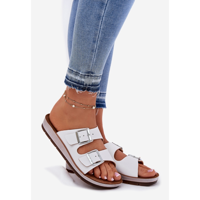 Flip -flops pentru femei cu catarama Inblu CP000042 Alb 1