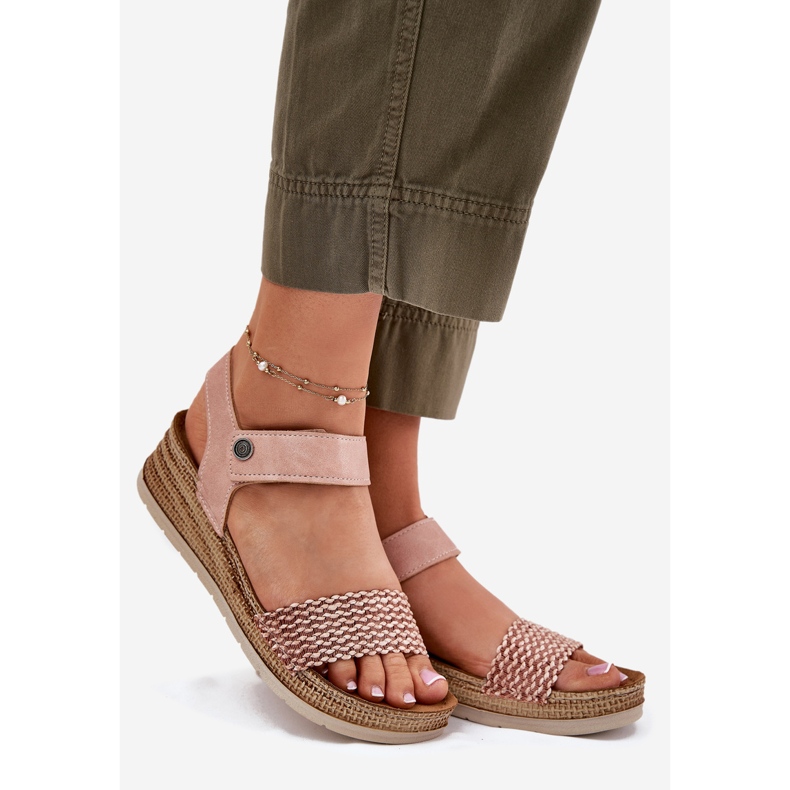 Sandale pentru femei pe pană Inblu RV000014 roz 1