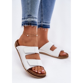 Papuci de piele pentru femei inblu aa0005gu alb 2