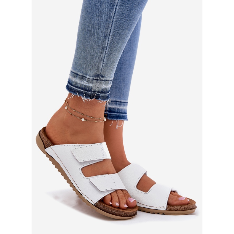 Papuci de piele pentru femei inblu aa0005gu alb 1