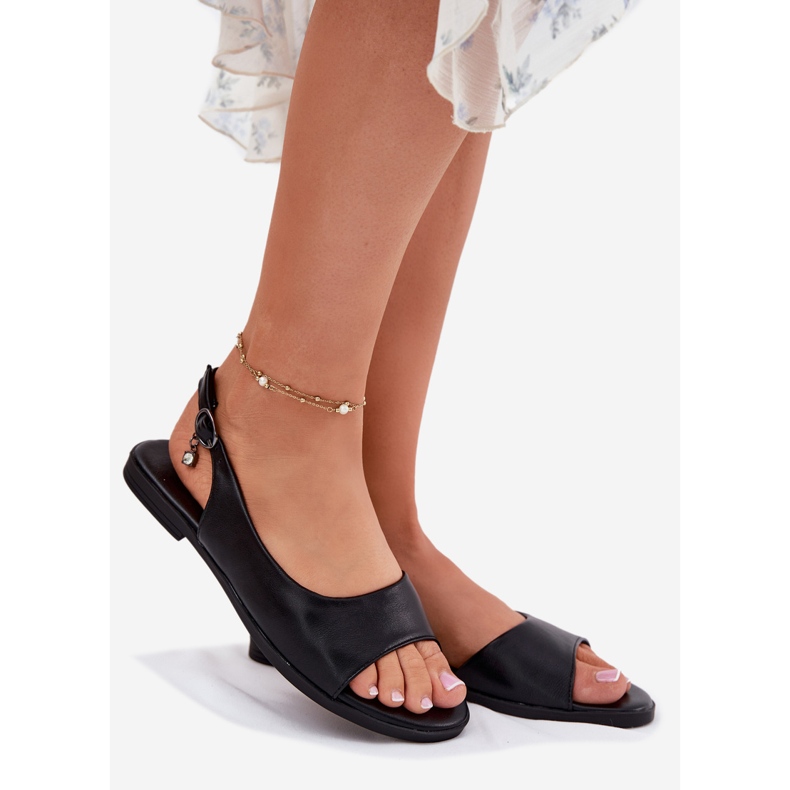 EVento Sandale pentru femei cu degetele plate negru 1