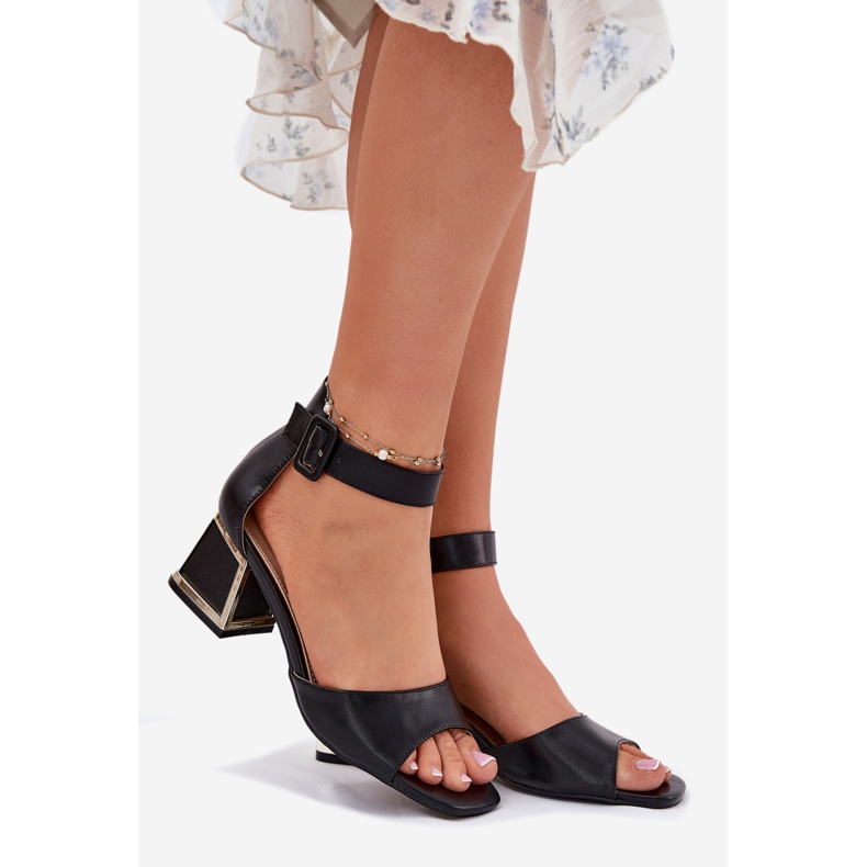 EVento Sandale de damă cu toc înalt negru 1