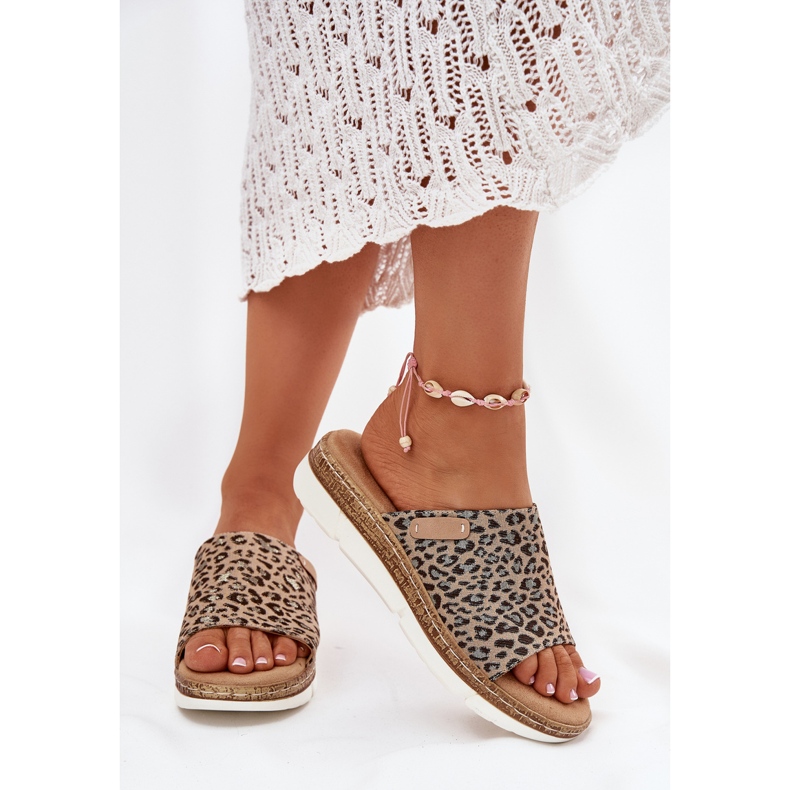 Flip Flops Leopard pentru femei maro 2
