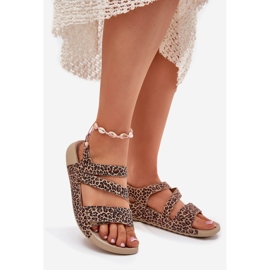 Sandale din piele pentru femei Zazoo K1004 Imprimare leopard maro 1