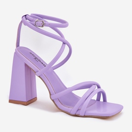 Sandale pentru femei pe un stâlp cu dungi violet 4
