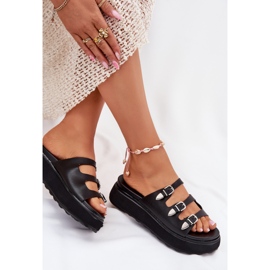 Flip -flops pentru femei pe platformă cu dungi negre negru 7