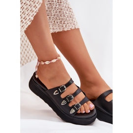 Flip -flops pentru femei pe platformă cu dungi negre negru 8