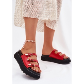 Flip -flops pentru femei pe platformă cu dungi roșii roșu 2