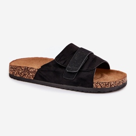 Flip -flops pentru femei cu Velcro pe platforma Cork Negru 3