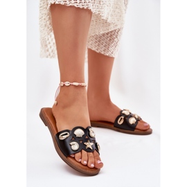 Flip -flop -uri pentru femei cu pini de aur cu pini negri negru 2