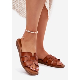 Boto Papuci pentru femei cu eco -din piele de cămilă Lisanoria maro 1