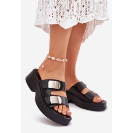 Flip -flops pentru femei cu dungi din piele neagră Eco negru 1 Flip -flops pentru femei cu dungi din piele neagră Eco negru 1