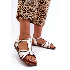 Sandale plate de damă din piele ecologică Sergio Leone SK071H alb 3 Sandale plate de damă din piele ecologică Sergio Leone SK071H alb 3