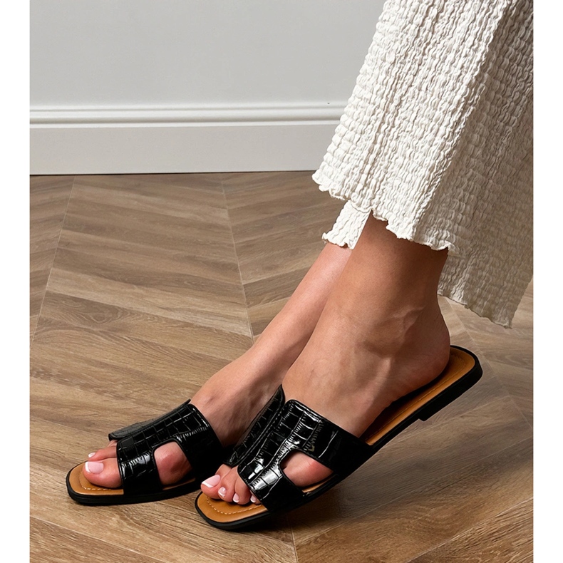 Flip -flop -uri plate negre cu apăsare negru 1