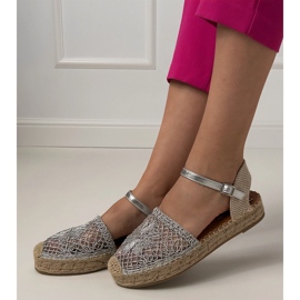 Silver Silver Openwork Espadrilles Sandale argint 1