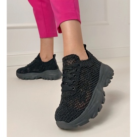 Adidași negri Openwork pe platformă negru 3