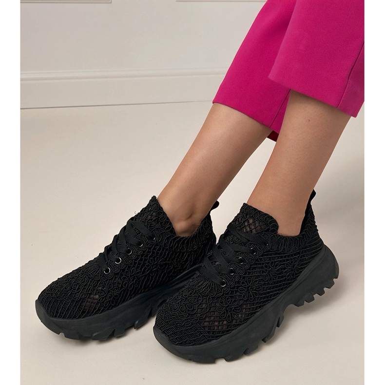 Adidași negri Openwork pe platformă negru 2