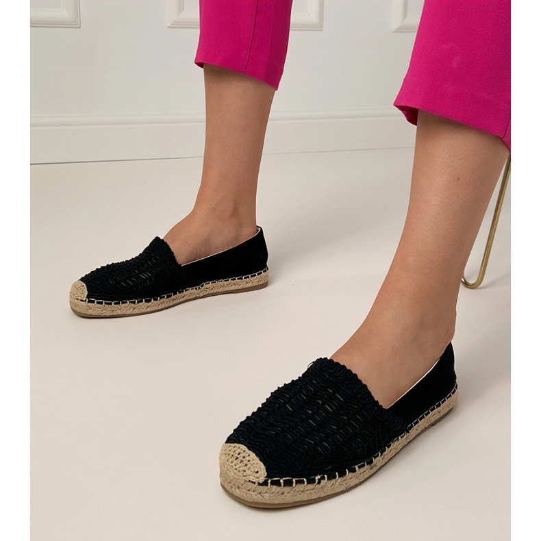 Black Openwork Espadrilles pe platformă negru 1