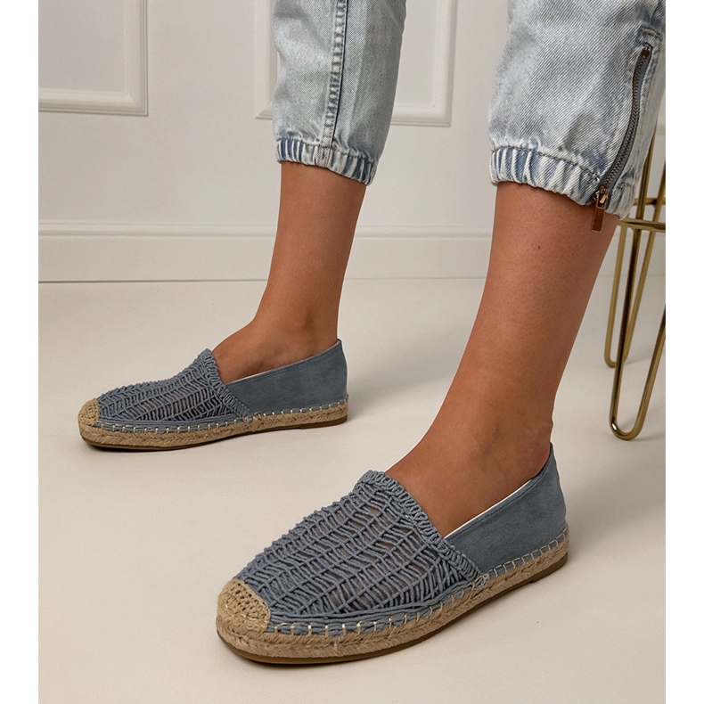 Blue Openwork Espadrilles pe platformă albastru 1