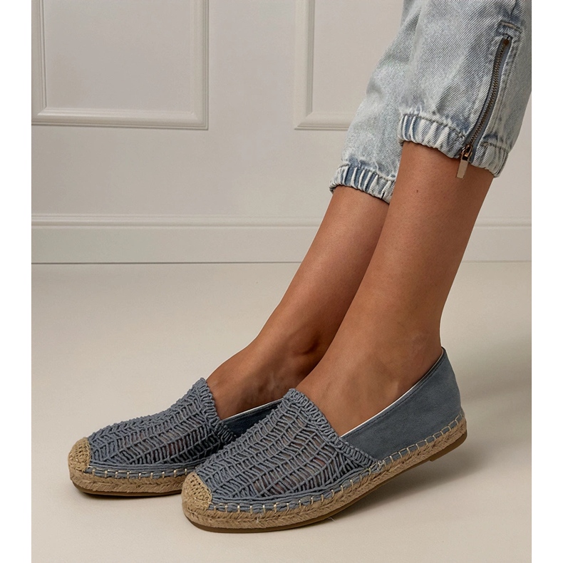 Blue Openwork Espadrilles pe platformă albastru 2