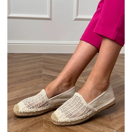 Beige Openwork Espadrilles pe platformă bej 1