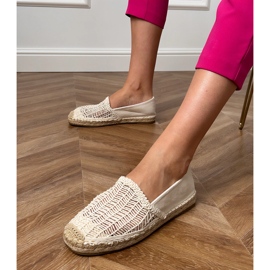 Beige Openwork Espadrilles pe platformă bej 2