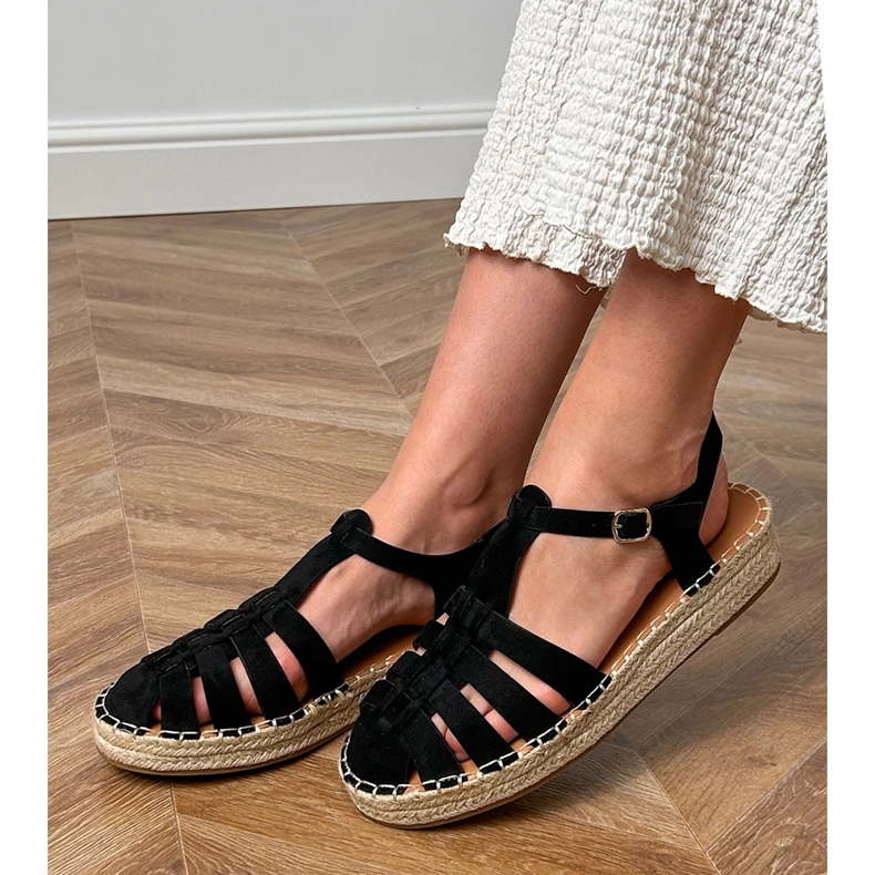 Sandale negre espadrilles gladiator de la Ekozamszu negru 1