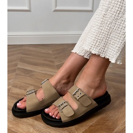 Flip -flops verde cu cleme pe dungi bej 2