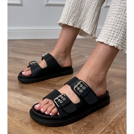 Flip -flops negru cu cleme pe dungi 1