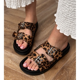 Leopard flip -flops cu dungi bej 3