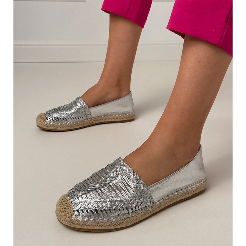 Silver Openwork Espadrilles pe platformă argint 1