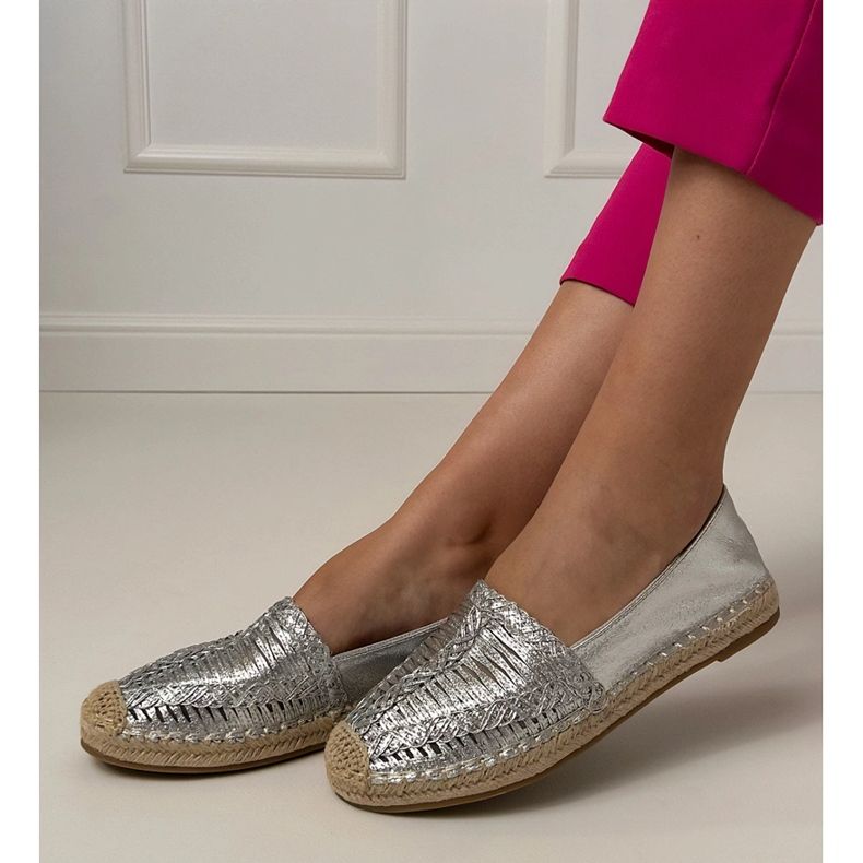 Silver Openwork Espadrilles pe platformă argint 2