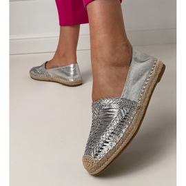 Silver Openwork Espadrilles pe platformă argint 4