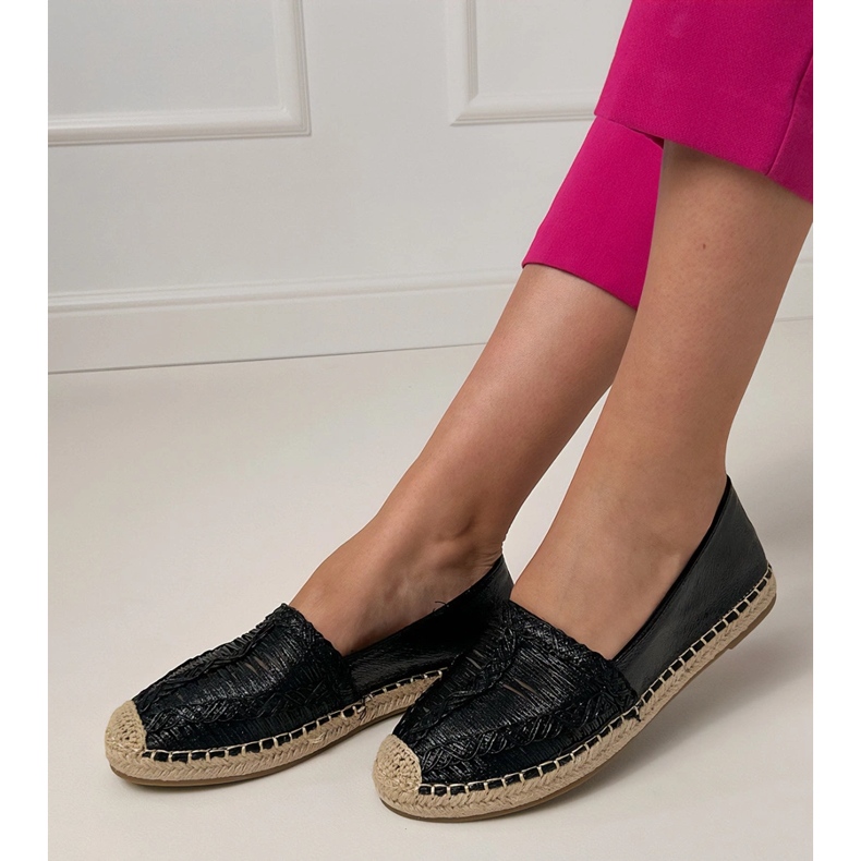 Black Openwork Espadrilles pe platformă negru 1